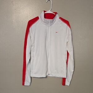 Nike Vintage 2005 Y2K White Red Mesh Tennis Court Warm Up Track Soccer Jacket XL